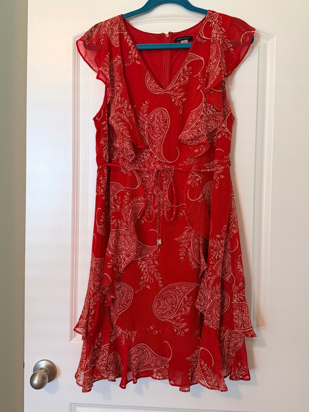 Tommy Hilfiger Red Paisley Ruffle Dress
